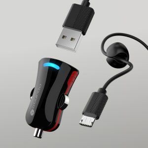STURDO autonabíjačka Mini ProSport 1x UBS s káblom micro USB čierna
