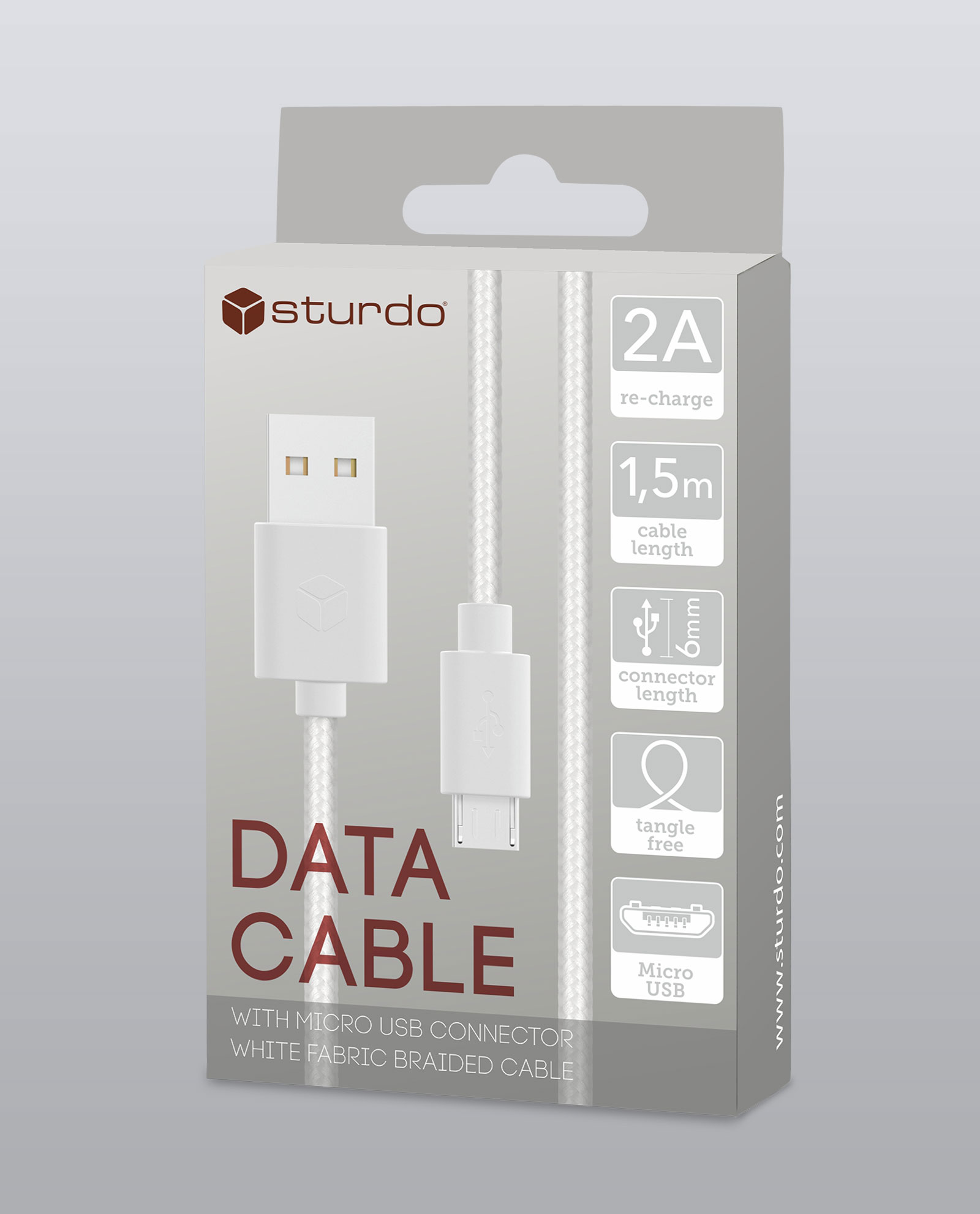 STURDO dátový kábel micro USB biely – Obrázok 2