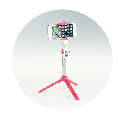 BlueStar Bluetooth selfie tyč so statívom a diaľkovým ovládaním ružová – Obrázok 3