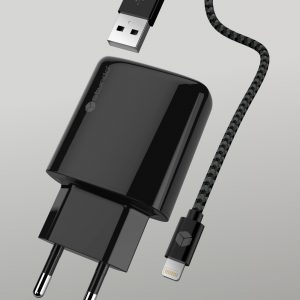 STURDO sieťový adaptér 2x USB s certifikovaným MFI Lightning káblom pre iPhone čierny