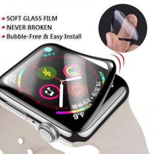 KINGMAS keramické ochranné tvrdené sklo 5D Flexible Apple Watch Series 4/5/6/SE - 44mm čierne 2ks GA00006E