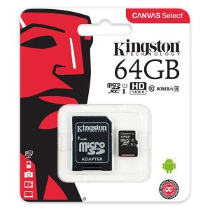 Pamäťová karta Micro SDHC Kingston Canvas 64GB Class 10 + adaptér