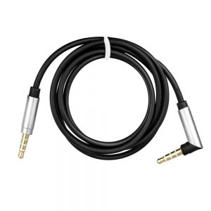 Audio kábel AUX 3,5mm - 3,5mm - 90 stupňový Jack 1m čierny