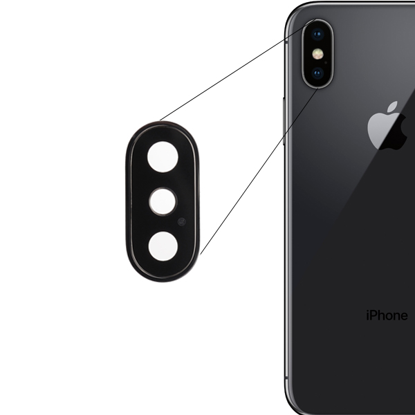 iPhone X - Sklo zadnej kamery s rámom čierne