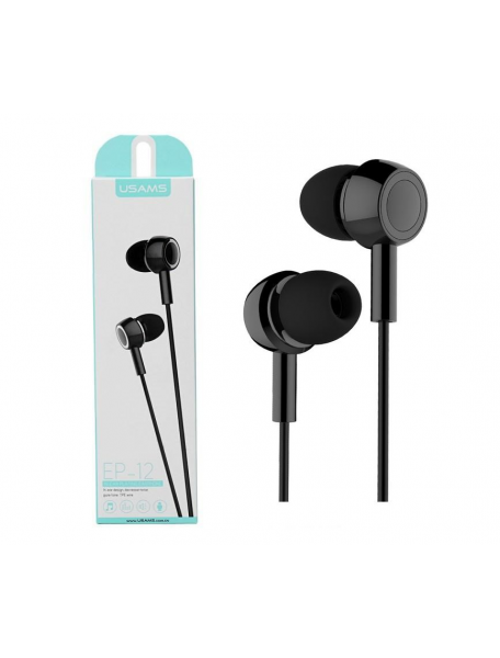 Slúchadlá USAMS EP-12 Stereo Headset 3,5mm Jack čierne