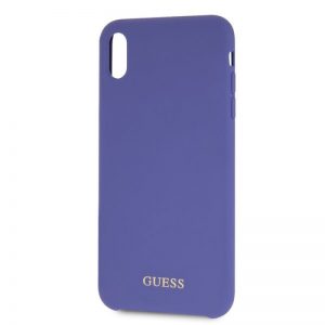 Puzdro Guess Silicone Purple Gold Logo iPhone XR