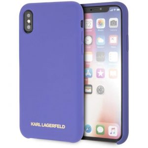 Puzdro Karl Lagerfeld Silicone Violet Gold Logo iPhone X/XS