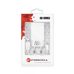 Sieťová nabíjačka Forcell 2,4A s funkciou Quick Charge 3.0 s odpájacím Type C káblom biela