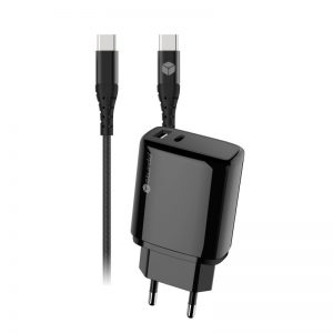 STURDO sieťový adaptér ProSport 1x USB/1x Type C s káblom 2x Type C 2,4A s funkciou Quick Charge 3.0 čierna