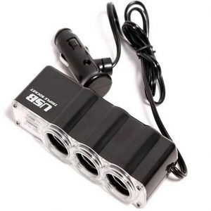 Rozbočovač do auto zapaľovača 3v1 s USB portom čierny