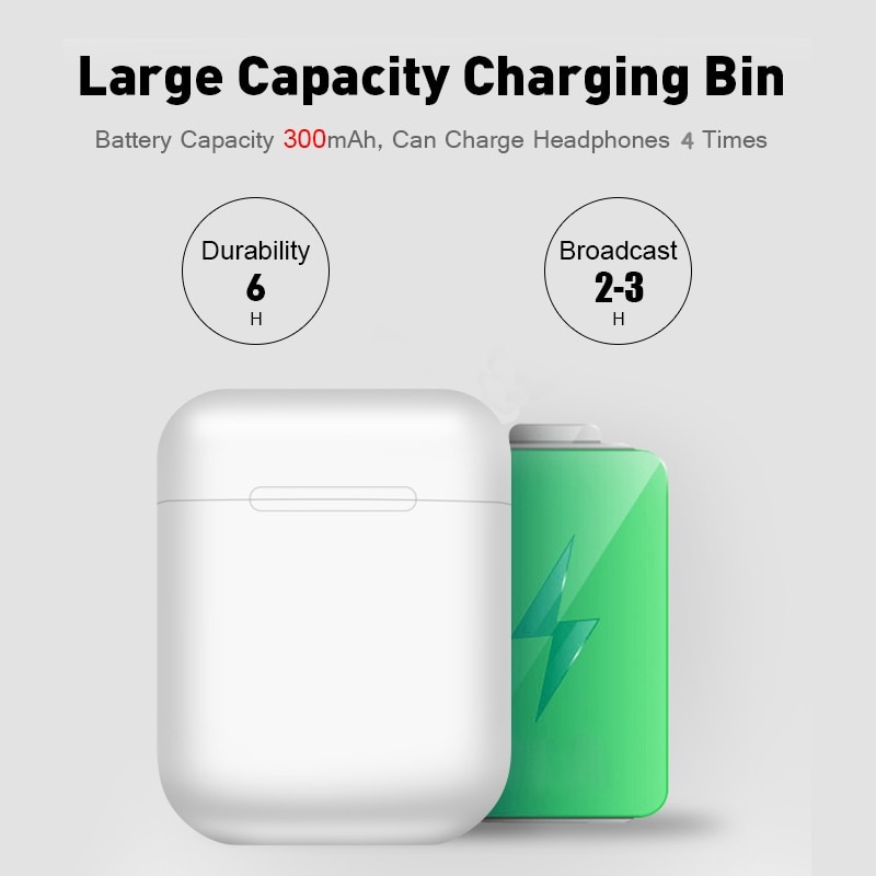Slúchadlá Bluetooth i12 TWS Power Bank čierne – Obrázok 2