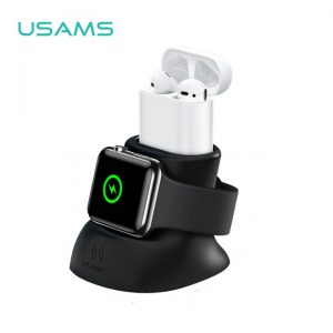 Dokovacia stanica USAMS ZJ051 pre Apple Watch a Apple AirPods sivá