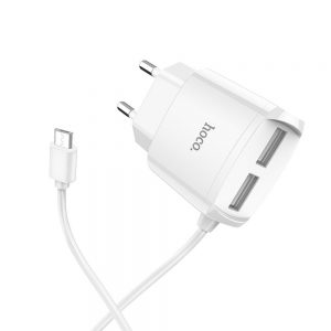 HOCO sieťová nabíjačka 2 x USB s micro USB káblom 2.1A biela