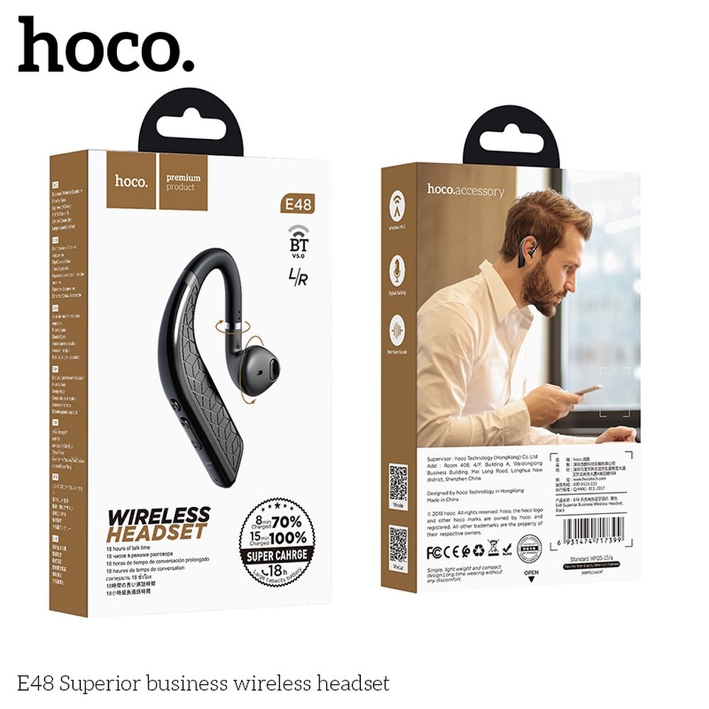 HOCO E48 Superior Business Bluetooth HF čierne – Obrázok 3