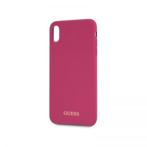Puzdro Guess Silicone Pink Gold Logo iPhone XS Max