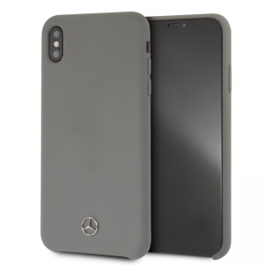 Puzdro Mercedes-Benz MEHCI65SILGR Silicon Fiber Case Lining iPhone XS Max sivé