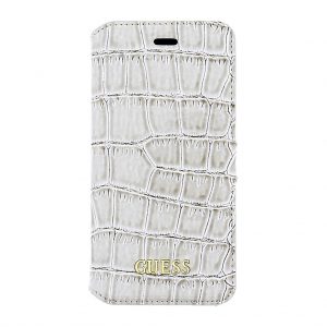 Knižkové puzdro Guess Shiny Croco Book - iPhone 6/6S béžové