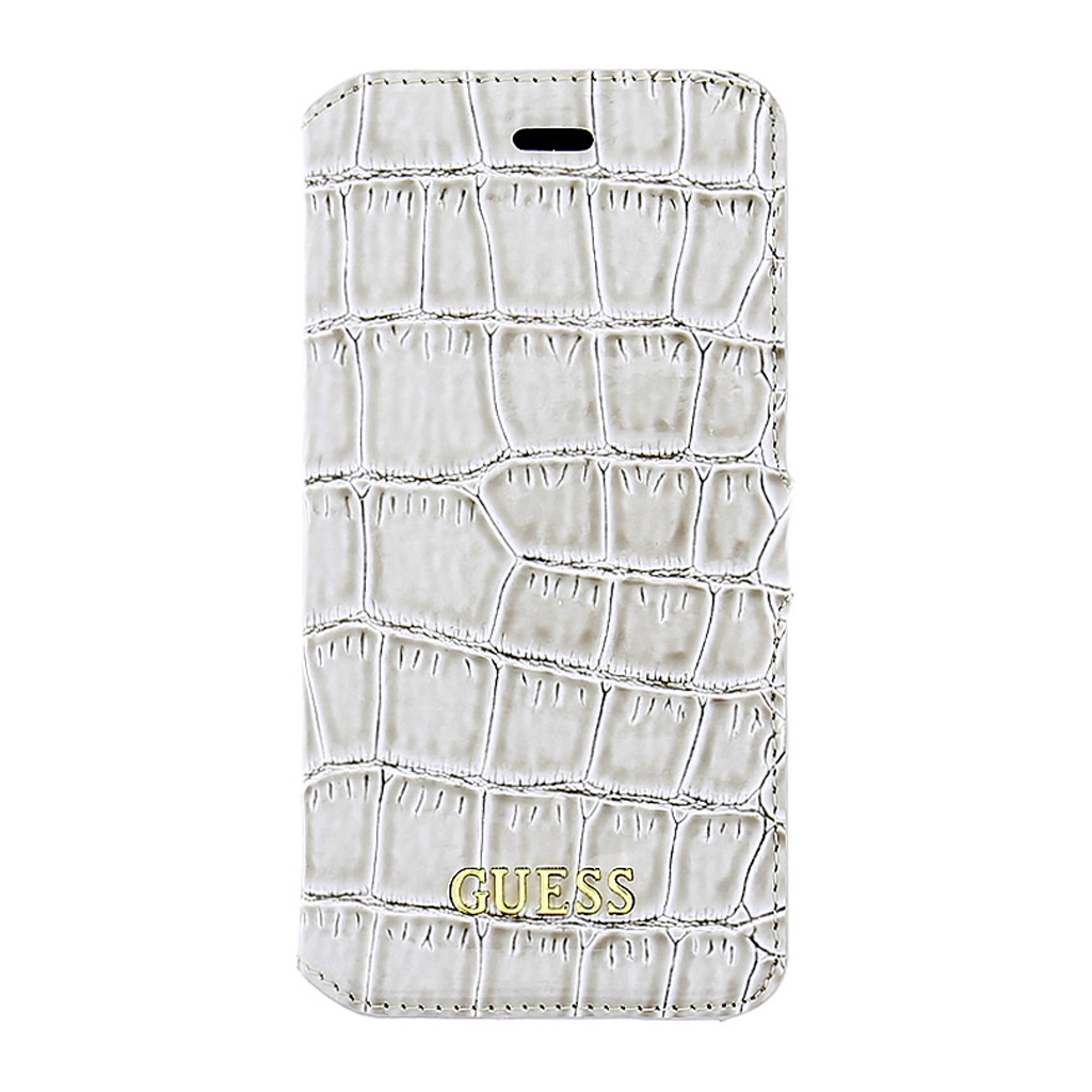 Knižkové puzdro Guess Shiny Croco Book - iPhone 6/6S béžové