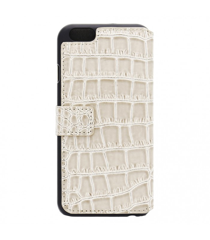 Knižkové puzdro Guess Shiny Croco Book - iPhone 6/6S béžové – Obrázok 2