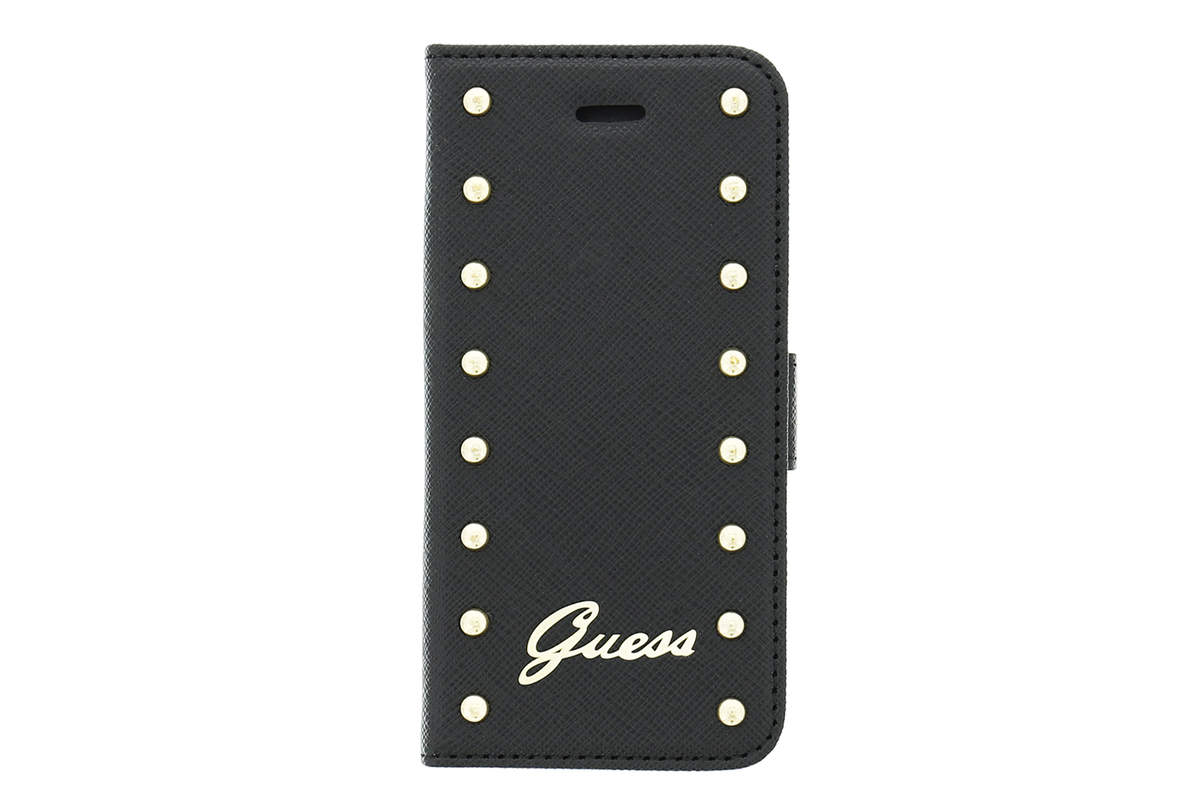 Knižkové puzdro Guess Studded Folio iPhone 6/6S Plus čierne