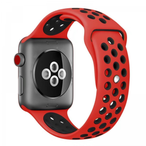 Silikónový remienok Tactical 157 Double Apple Watch 41/40/38mm červeno-čierny #00002408