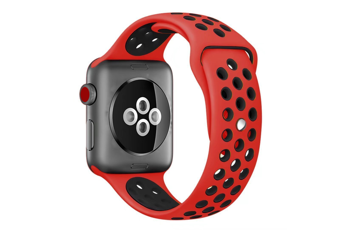 Silikónový remienok Tactical 157 Double Apple Watch 41/40/38mm červeno-čierny #00002408