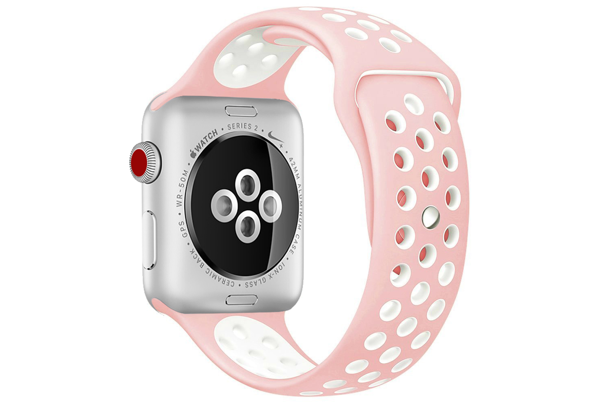 Silikónový remienok Tactical 172 Double Apple Watch 45/44/42mm ružovo-biely #00002404