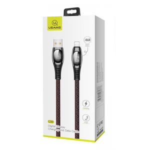 Dátový kábel USAMS SJ369 Lightning s displejom 2m čierny
