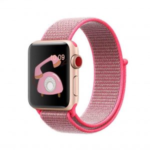Nylonový remienok KINGMAS pre Apple Watch 41/40/38mm krikľavo-ružový