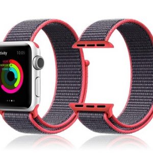 Nylonový remienok KINGMAS pre Apple Watch 45/44/42mm sivo-ružový