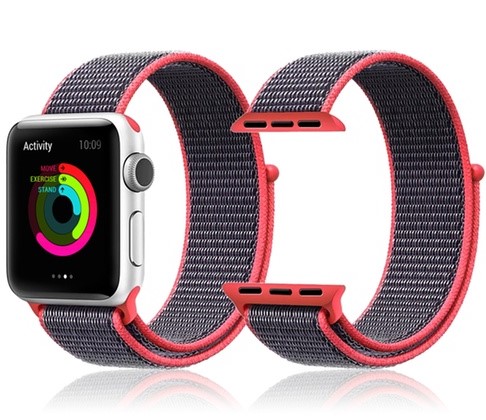 Nylonový remienok KINGMAS pre Apple Watch 45/44/42mm sivo-ružový