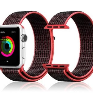 Nylonový remienok KINGMAS pre Apple Watch 45/44/42mm čierno-ružový