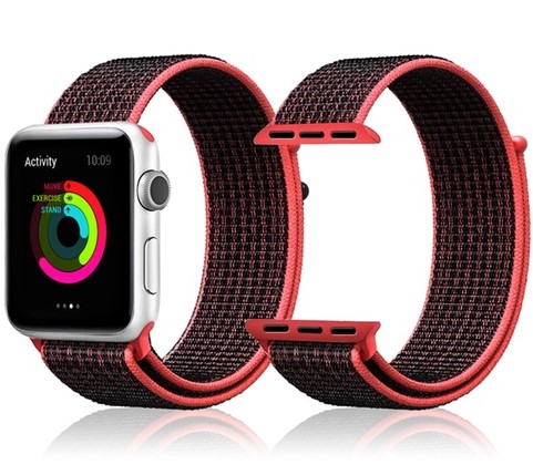Nylonový remienok KINGMAS pre Apple Watch 45/44/42mm čierno-ružový