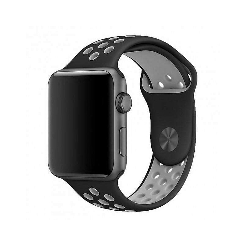 Silikónový remienok COTEetCI pre Apple Watch 45/44/42mm čierno-sivý #00002615