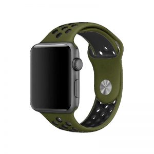 Silikónový remienok COTEetCI pre Apple Watch 45/44/42mm olivovo-čierny #00002616