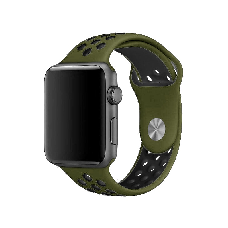 Silikónový remienok COTEetCI pre Apple Watch 45/44/42mm olivovo-čierny #00002616