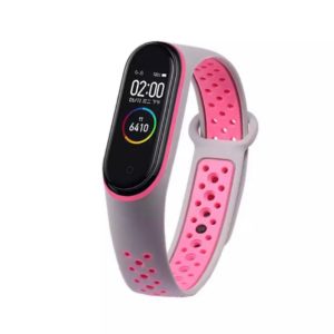 Silikónový remienok KINGMAS Double pre Xiaomi Mi Band 3/4 šedo-ružový