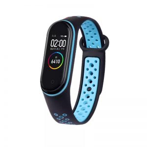 Silikónový remienok KINGMAS Double pre Xiaomi Mi Band 3/4 čierno-modrý