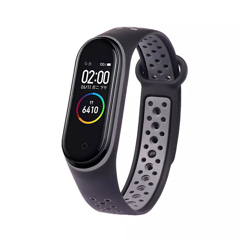 Silikónový remienok KINGMAS Double pre Xiaomi Mi Band 3/4 čierno-šedý
