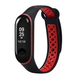 Silikónový remienok KINGMAS Double pre Xiaomi Mi Band 3/4 čierno-červený