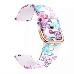 Univerzálny silikónový remienok KINGMAS Beauty 20mm biely so vzorom motýľa 02
