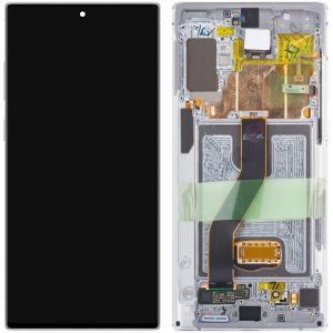 Samsung Galaxy Note 10 Plus (N975F) – Originál LCD displej a dotyková plocha s rámom biely (Service Pack)