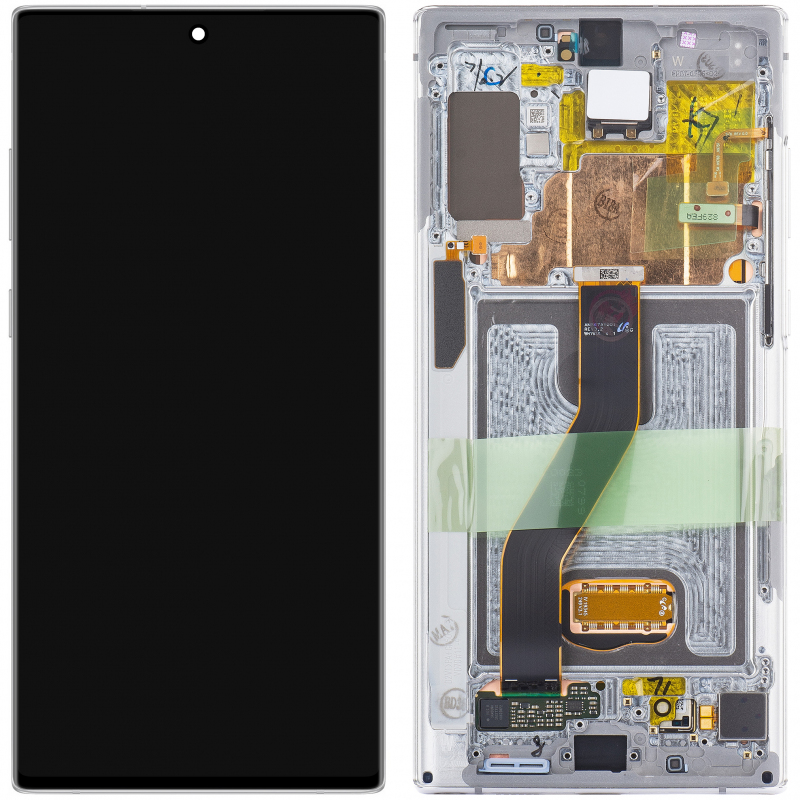Samsung Galaxy Note 10 Plus (N975F) – Originál LCD displej a dotyková plocha s rámom biely (Service Pack)