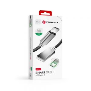 Dátový kábel FORCELL SMART C803 USB - Type C 3.0 2,4A 1m sivý