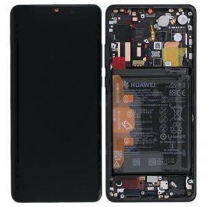 Huawei P30 Pro (VOG-L29) - Originál LCD displej a dotyková plocha s rámom + batéria Black (Service Pack)