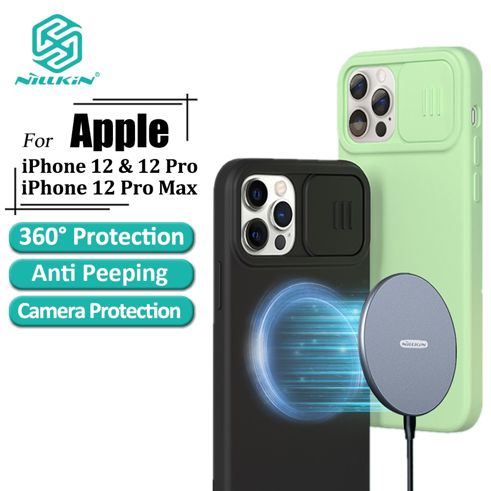 Puzdro Nillkin CamShield Silky iPhone 12/12 Pro oranžové – Obrázok 2