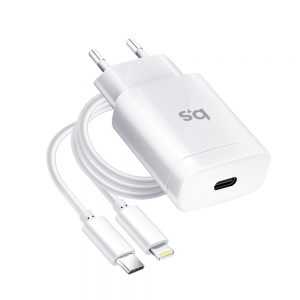 Sieťová nabíjačka BlueStar Lightning 18W pre iPhone X/XS/11/12 18W s odpájacím Type C 3.0 káblom biela