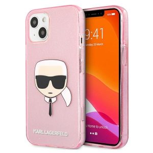 Puzdro Karl Lagerfeld Glitter KLHCP13MKHTUGLP iPhone 13/14 ružové