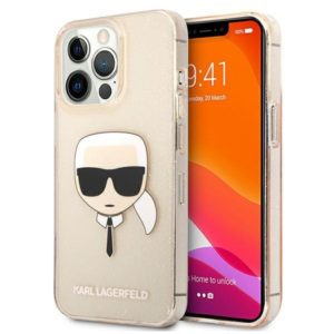 Puzdro Karl Lagerfeld Glitter KLHCP13MKHTUGLGO iPhone 13/14 zlaté