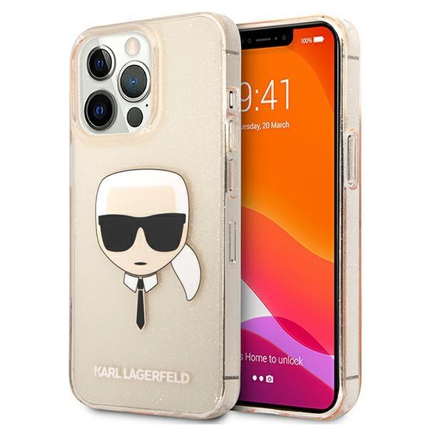 Puzdro Karl Lagerfeld Glitter KLHCP13MKHTUGLGO iPhone 13/14 zlaté